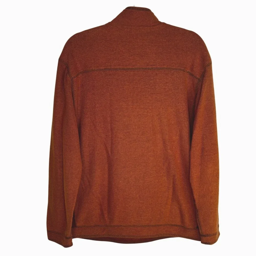 Tommy Bahama Mens SzM Reversible 1/2 Zip Orange Sweater Fall Photos Family Photo